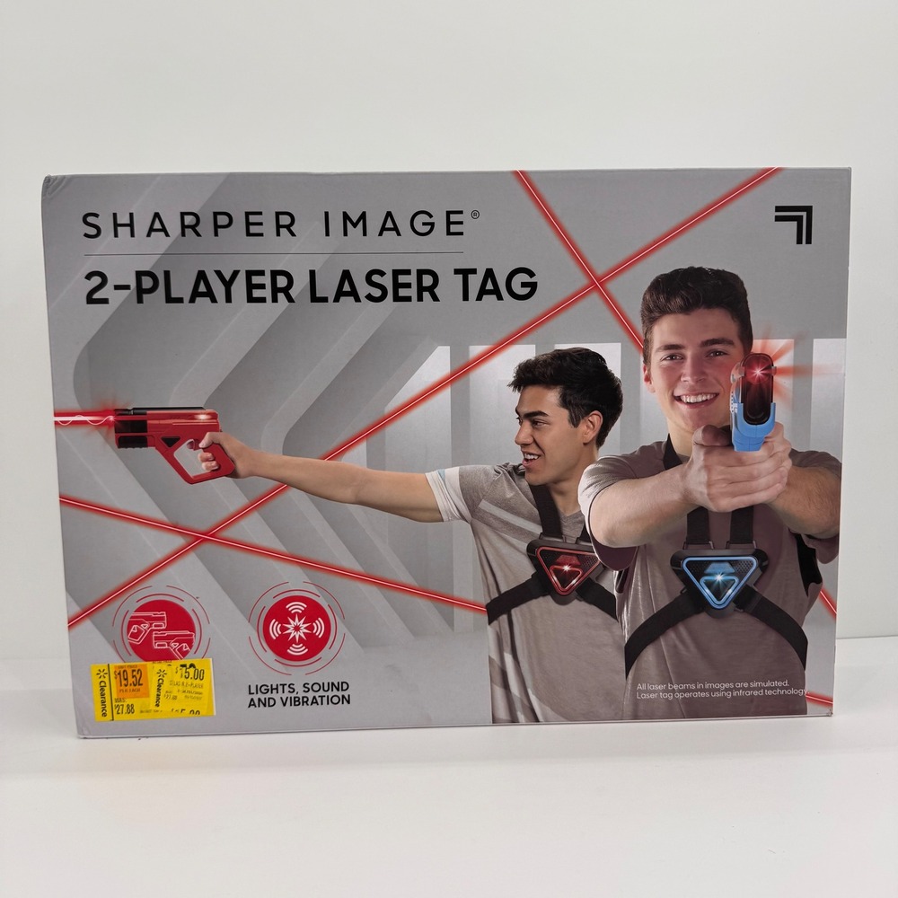 Sharper Image NEW Laser‎ Tag Set Two Player Blasters and Chest Guards Red Blue